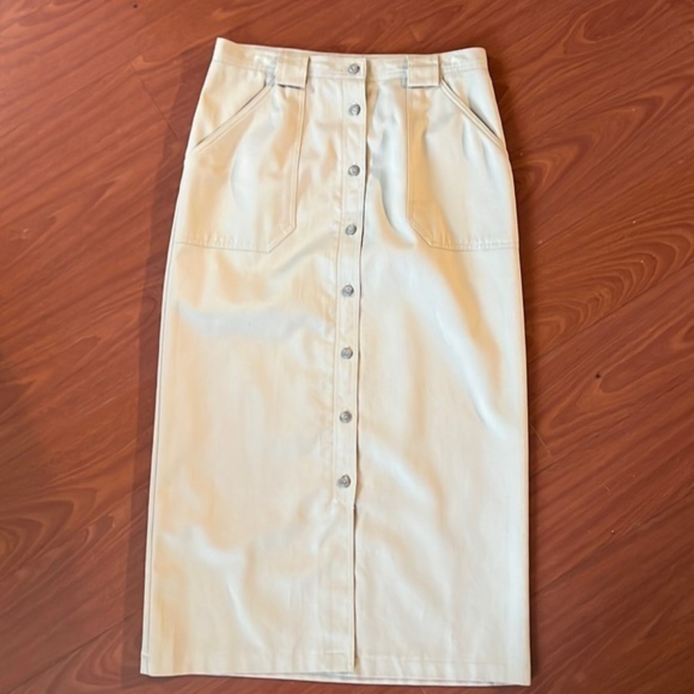 Button-Front Maxi Skirt in Cream